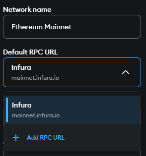 MetaMask edit network wizard