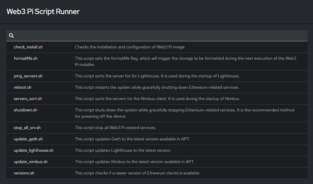 List of scripts in Script Runner