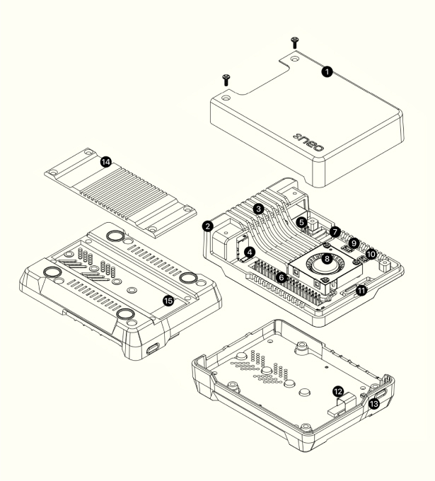 Component diagram of the case parts
