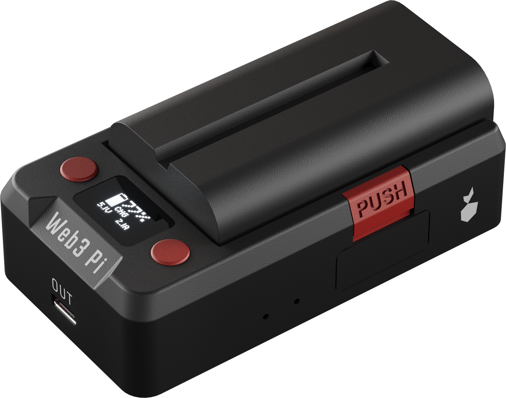 Web3 Pi UPS — front three-quarter view